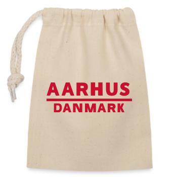 Aarhus Danemark Logo texte en rouge - Sac cadeau en coton avec cordon (14 x 20 cm) - nature - Devant