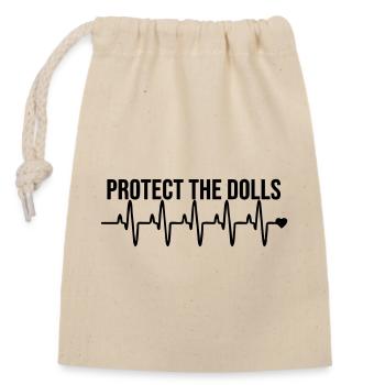 Protect_the_Dolls_love - Verschließbarer Geschenkbeutel aus Baumwolle (14x20cm) - Natur - Vorne