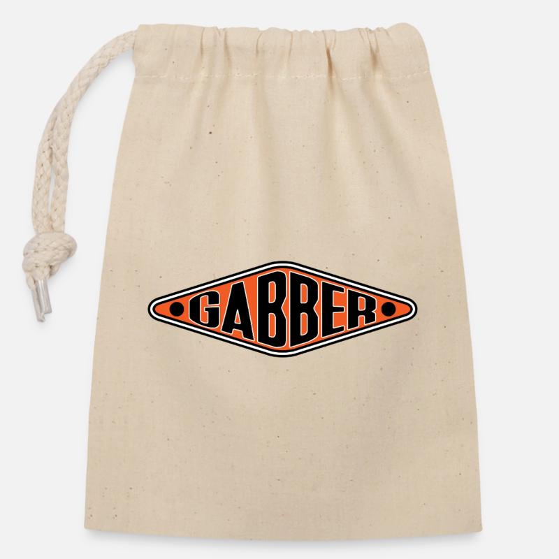 Gabber Shirt - Vibrations Techno Rave Hardcore - Sac cadeau en coton avec cordon (14 x 20 cm) - nature