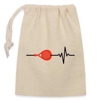 Padel is my life, heartbeat, court junkies - Closable cotton gift bag (14x20cm) - nature - Front