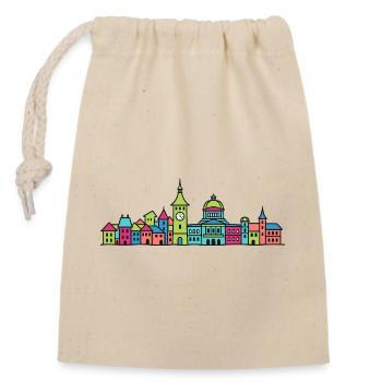 Silhouette urbaine de Berne Zytglogge Art moderne en ligne - Sac cadeau en coton avec cordon (14 x 20 cm) - nature - Devant