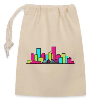 Dessin de lignes de la vallée de la rivière Skyline de la ville d’Edmonton - Sac cadeau en coton avec cordon (14 x 20 cm) - nature - Devant