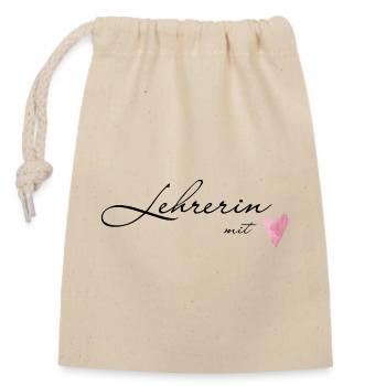 Lehrerin mit Herz - Geschenkidee für Lehrerinnen - Verschließbarer Geschenkbeutel aus Baumwolle (14x20cm) - Natur - Vorne