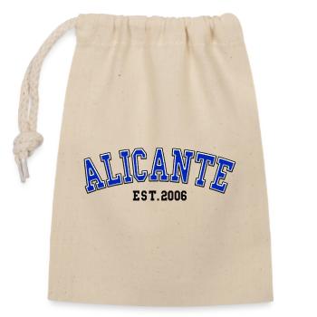 Alicante gegründet 2006 - Verschließbarer Geschenkbeutel aus Baumwolle (14x20cm) - Natur - Vorne