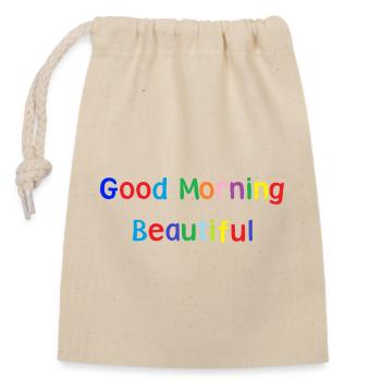good morning - Closable cotton gift bag (14x20cm) - nature - Front