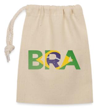 BRA Brasilien Flagge Streifen Fussball Shirt - Verschließbarer Geschenkbeutel aus Baumwolle (14x20cm) - Natur - Vorne