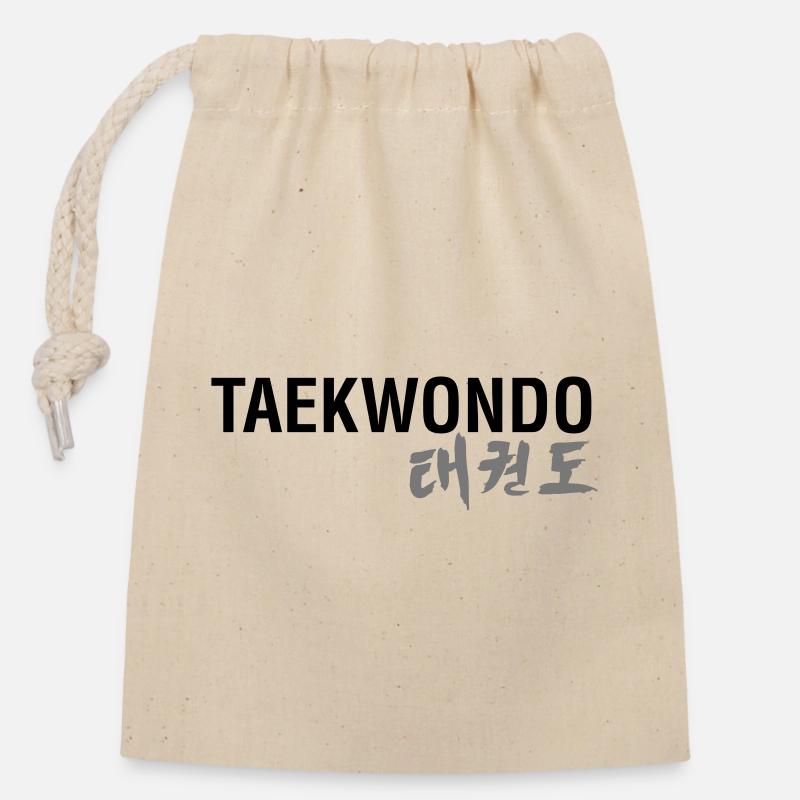 TAEKWONDO - Sac cadeau en coton avec cordon (14 x 20 cm) - nature