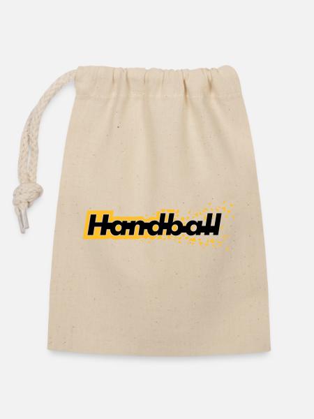 Handball - Verschließbarer Geschenkbeutel aus Baumwolle (14x20cm) - Natur