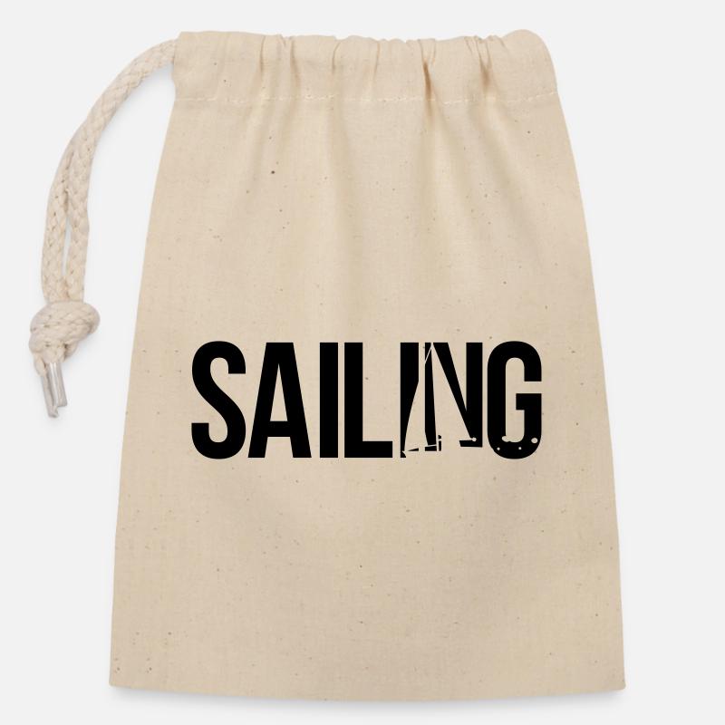 sailing segeln - Verschließbarer Geschenkbeutel aus Baumwolle (14x20cm) - Natur