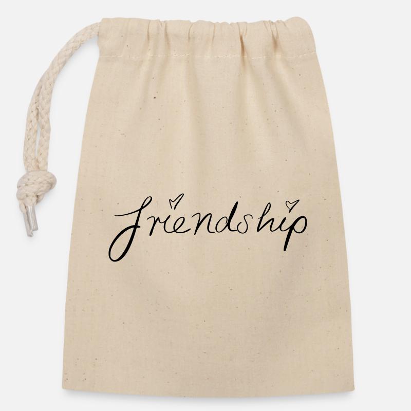 friendship - Closable cotton gift bag (14x20cm) - nature
