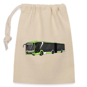 Bus, Schulbus, Busfahrer - Verschließbarer Geschenkbeutel aus Baumwolle (14x20cm) - Natur - Vorne