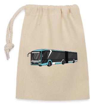 Bus, Schulbus, Busfahrer - Verschließbarer Geschenkbeutel aus Baumwolle (14x20cm) - Natur - Vorne