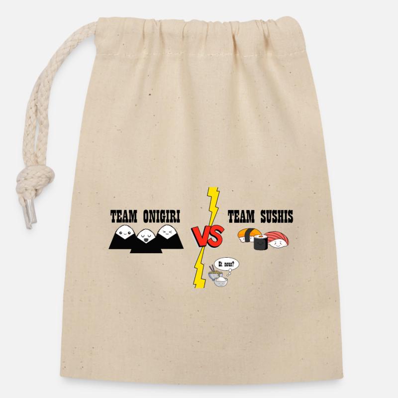 TEAM ONIGIRI VS TEAM SUSHI - Sac cadeau en coton avec cordon (14 x 20 cm) - nature