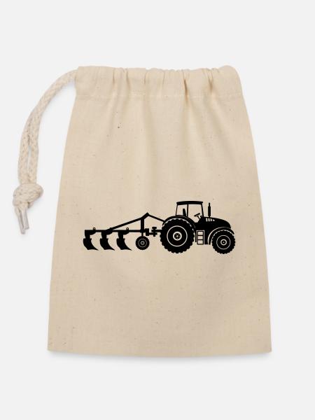 Acker-Traktor-Pflug - Verschließbarer Geschenkbeutel aus Baumwolle (14x20cm) - Natur