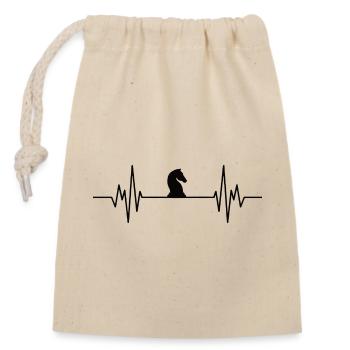 Pièce d’échecs Jeu d’échecs Knight Heartbeat - Sac cadeau en coton avec cordon (14 x 20 cm) - nature - Devant