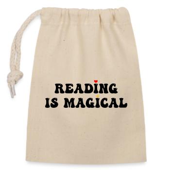 Reading Is Magical - Verschließbarer Geschenkbeutel aus Baumwolle (14x20cm) - Natur - Vorne