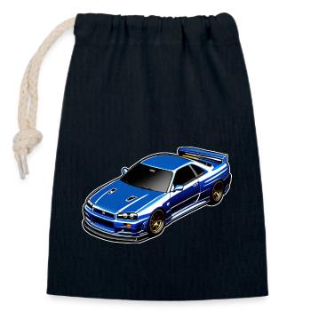 Jdm / Tuning / Turbocompresseur / Jantes / Chiptuning - Sac cadeau en coton avec cordon (14 x 20 cm) - bleu marine - Devant