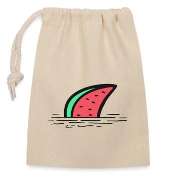Watermelon shark - Closable cotton gift bag (14x20cm) - nature - Front