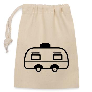 Small caravan - Closable cotton gift bag (14x20cm) - nature - Front