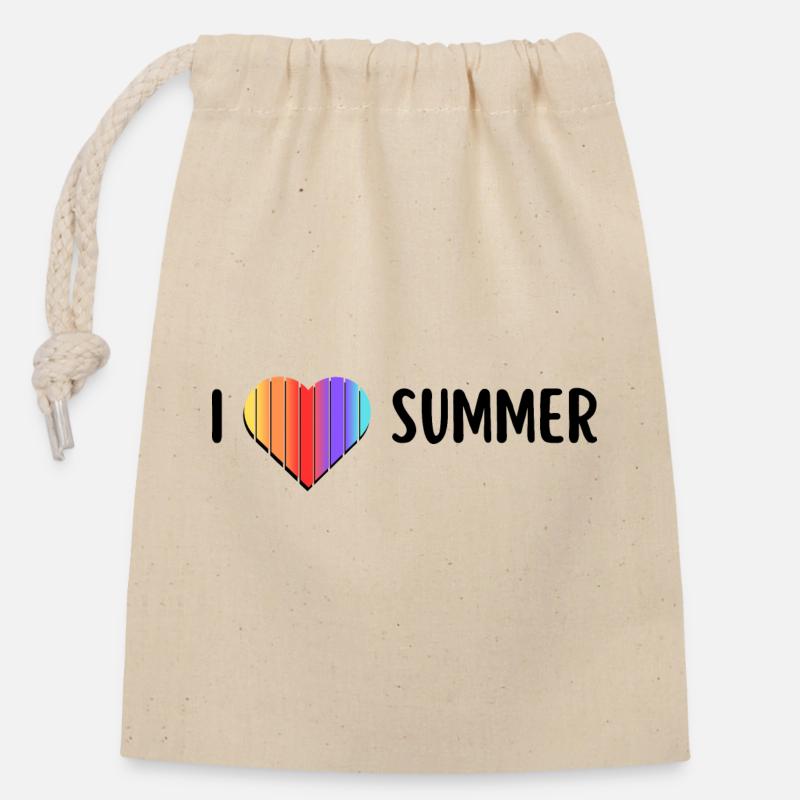 I love Summer - Verschließbarer Geschenkbeutel aus Baumwolle (14x20cm) - Natur