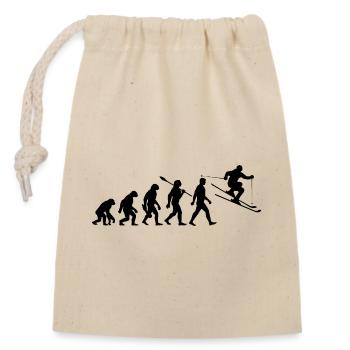 Evolution - Ski - Ski - Sports d’hiver - Sac cadeau en coton avec cordon (14 x 20 cm) - nature - Devant