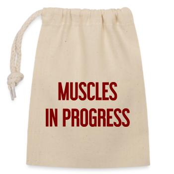 Muscles in Progress - Closable cotton gift bag (14x20cm) - nature - Front