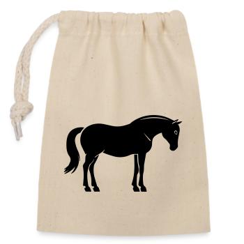 Cheval - Sac cadeau en coton avec cordon (14 x 20 cm) - nature - Devant