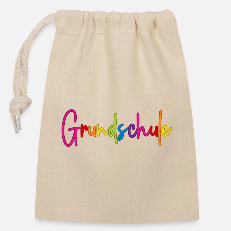 Grundschule - Verschließbarer Geschenkbeutel aus Baumwolle (14x20cm) - Natur