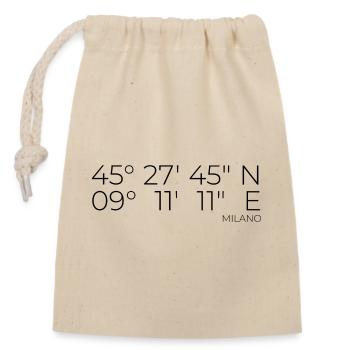 coordinates Milano, Italy - Closable cotton gift bag (14x20cm) - nature - Front