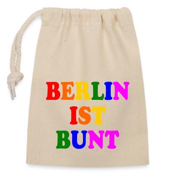 Berlin ist bunt - Verschließbarer Geschenkbeutel aus Baumwolle (14x20cm) - Natur - Vorne