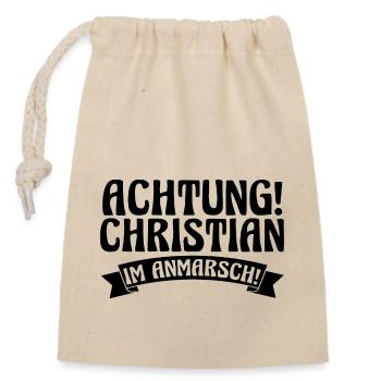 First name Chris Christian - Closable cotton gift bag (14x20cm) - nature - Front
