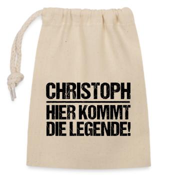 Prénom Chris Christoph - Sac cadeau en coton avec cordon (14 x 20 cm) - nature - Devant