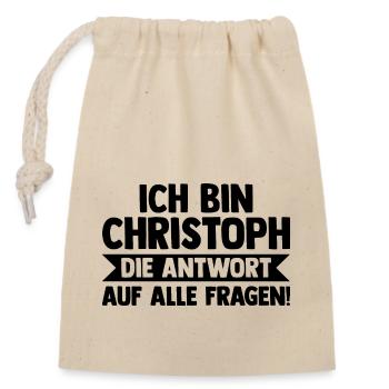 Prénom Chris Christoph - Sac cadeau en coton avec cordon (14 x 20 cm) - nature - Devant