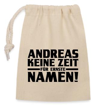 Vorname Andreas - Verschließbarer Geschenkbeutel aus Baumwolle (14x20cm) - Natur - Vorne
