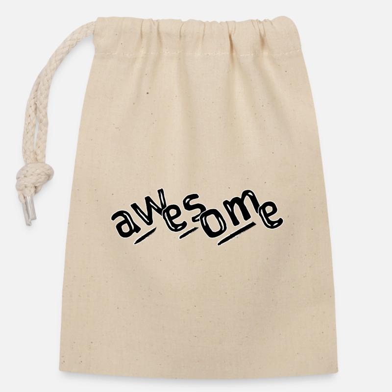 Awesome - Closable cotton gift bag (14x20cm) - nature