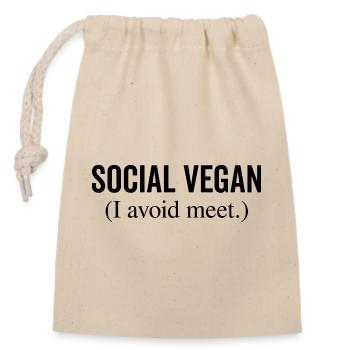 Social Vegan J’évite de rencontrer - Sac cadeau en coton avec cordon (14 x 20 cm) - nature - Devant