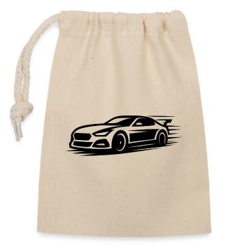 Eleganter Sportwagen Silhouette Design - Verschließbarer Geschenkbeutel aus Baumwolle (14x20cm) - Natur - Vorne