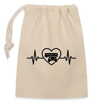 Game Console Gamer Heart - Closable cotton gift bag (14x20cm) - nature - Front