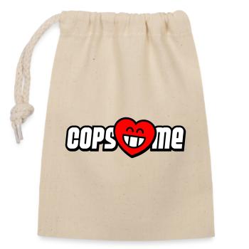 Cops love me (Farben änderbar) - Verschließbarer Geschenkbeutel aus Baumwolle (14x20cm) - Natur - Vorne