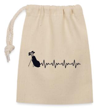 Golf Golfer Golferin Golftasche EKG Herzschlag - Verschließbarer Geschenkbeutel aus Baumwolle (14x20cm) - Natur - Vorne