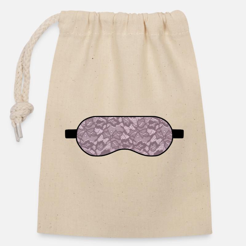 Lavender Lace Textured Sleeping Mask - Closable cotton gift bag (14x20cm) - nature