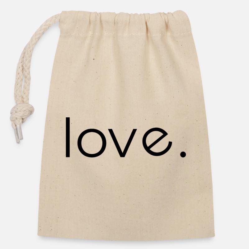 Minimal Black – Clean Statement T-Shirt - Love - Verschließbarer Geschenkbeutel aus Baumwolle (14x20cm) - Natur