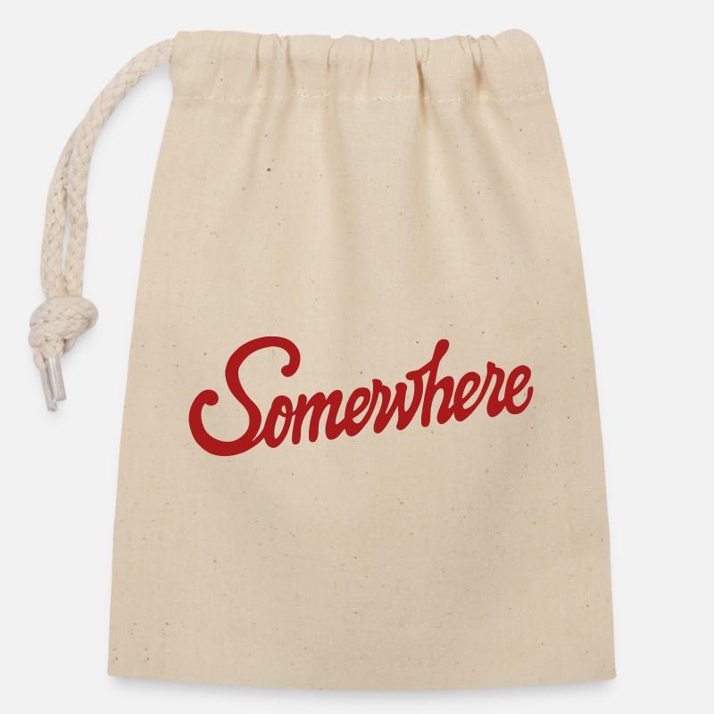 Somewhere Kalligrafie Handlettering Design - Verschließbarer Geschenkbeutel aus Baumwolle (14x20cm) - Natur