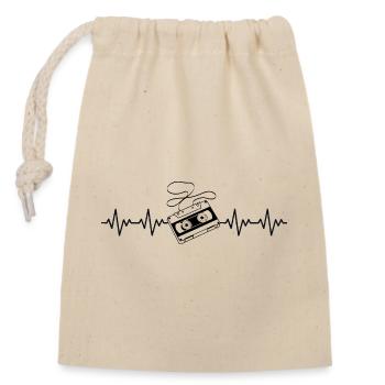 Cassette Retro ECG Heartbeat - Sac cadeau en coton avec cordon (14 x 20 cm) - nature - Devant