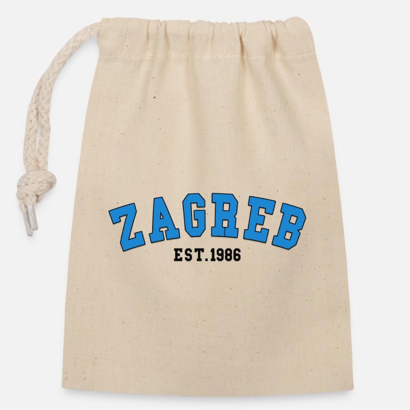Zagreb Est. 1986 - Closable cotton gift bag (14x20cm) - nature