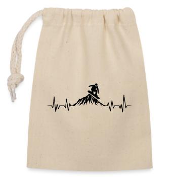 Snowboard-Herzschlag-Snowboarden - Verschließbarer Geschenkbeutel aus Baumwolle (14x20cm) - Natur - Vorne
