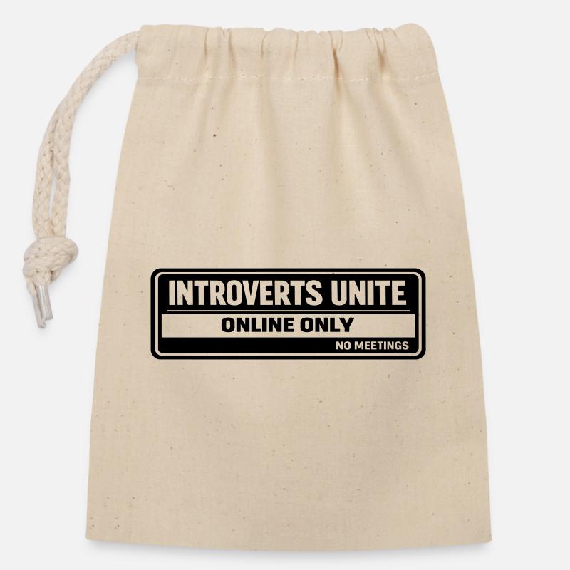 introverts - Closable cotton gift bag (14x20cm) - nature