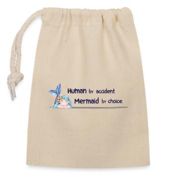Mermaid by Choice – Magical Watercolor Saying - Closable cotton gift bag (14x20cm) - nature - Front