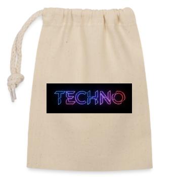 Techno Neon Glitch Text - Closable cotton gift bag (14x20cm) - nature - Front