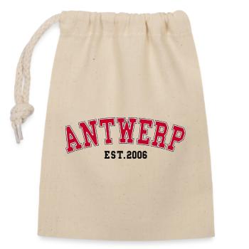 Antwerpen gegründet 2006 - Verschließbarer Geschenkbeutel aus Baumwolle (14x20cm) - Natur - Vorne